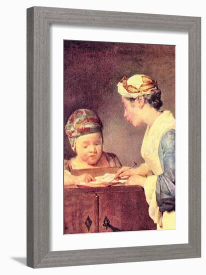 The Young Teacher-Jean-Baptiste Simeon Chardin-Framed Art Print