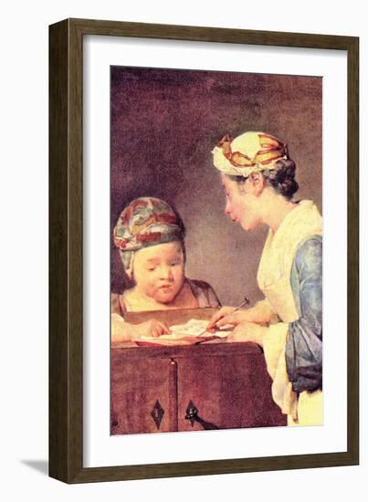 The Young Teacher-Jean-Baptiste Simeon Chardin-Framed Art Print