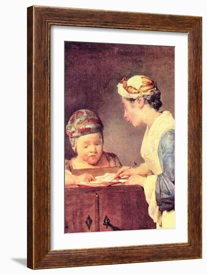 The Young Teacher-Jean-Baptiste Simeon Chardin-Framed Art Print