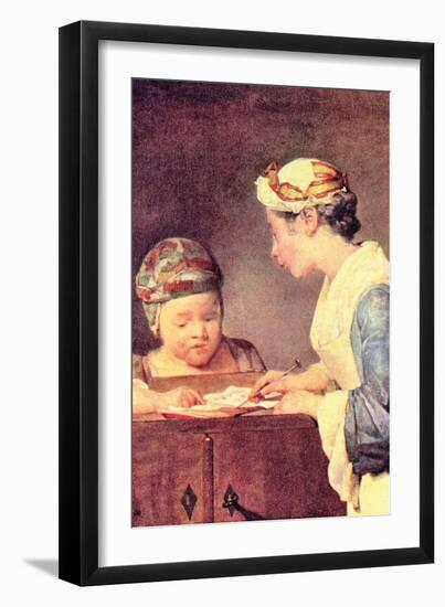 The Young Teacher-Jean-Baptiste Simeon Chardin-Framed Art Print