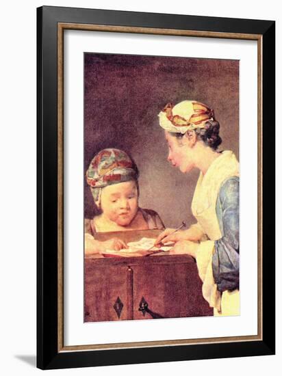 The Young Teacher-Jean-Baptiste Simeon Chardin-Framed Art Print