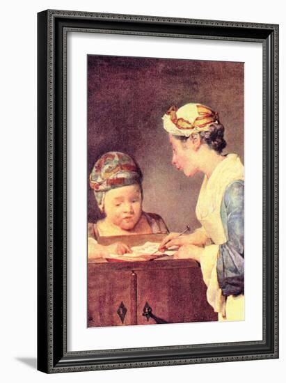 The Young Teacher-Jean-Baptiste Simeon Chardin-Framed Art Print