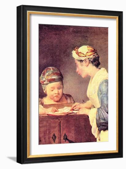 The Young Teacher-Jean-Baptiste Simeon Chardin-Framed Art Print