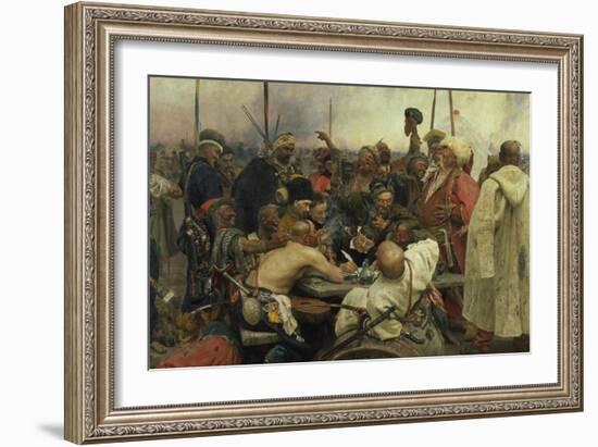 The Zaporozhye Cossacks Writing a Letter to the Turkish Sultan, 1880-91-Ilja Efimowitsch Repin-Framed Giclee Print