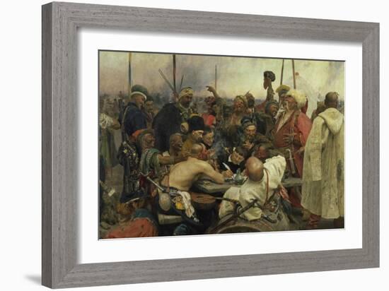 The Zaporozhye Cossacks Writing a Letter to the Turkish Sultan, 1880-91-Ilja Efimowitsch Repin-Framed Giclee Print