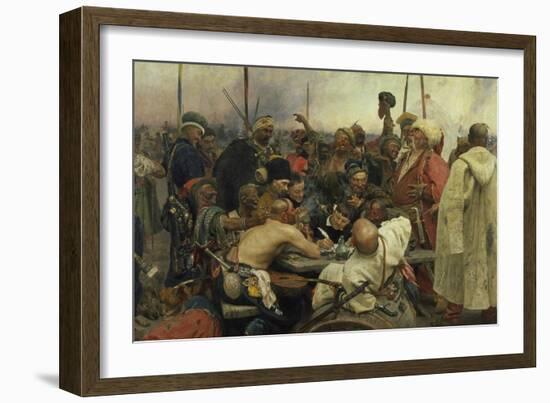 The Zaporozhye Cossacks Writing a Letter to the Turkish Sultan, 1880-91-Ilja Efimowitsch Repin-Framed Giclee Print