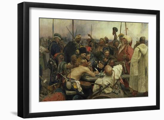 The Zaporozhye Cossacks Writing a Letter to the Turkish Sultan, 1880-91-Ilja Efimowitsch Repin-Framed Giclee Print