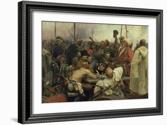 The Zaporozhye Cossacks Writing a Letter to the Turkish Sultan, 1880-91-Ilja Efimowitsch Repin-Framed Giclee Print