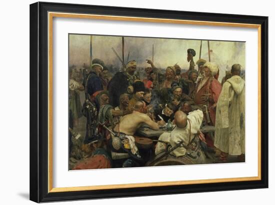 The Zaporozhye Cossacks Writing a Letter to the Turkish Sultan, 1880-91-Ilja Efimowitsch Repin-Framed Giclee Print