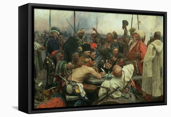 The Zaporozhye Cossacks Writing a Letter to the Turkish Sultan, 1890-91-Ilya Efimovich Repin-Framed Premier Image Canvas