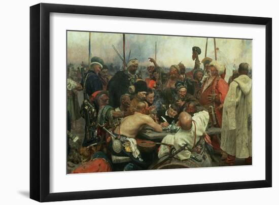 The Zaporozhye Cossacks Writing a Letter to the Turkish Sultan, 1890-91-Ilya Efimovich Repin-Framed Giclee Print