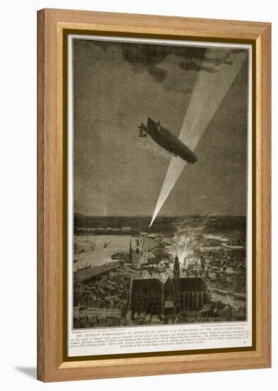 The Zeppelin Bombardment of Antwerp on August 24 1914 in Defiance of the Hague Convention, 1914-19-null-Framed Premier Image Canvas