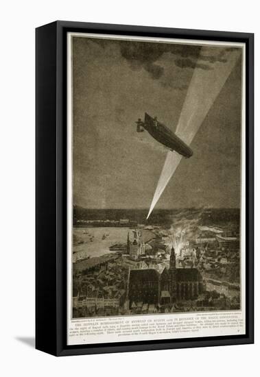 The Zeppelin Bombardment of Antwerp on August 24 1914 in Defiance of the Hague Convention, 1914-19-null-Framed Premier Image Canvas