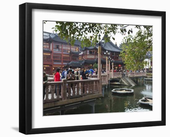 The Zigzag Bridge of Nine Turnings, Yu Yuan (Yuyuan) Bazaar, Shanghai, China, Asia-Amanda Hall-Framed Photographic Print