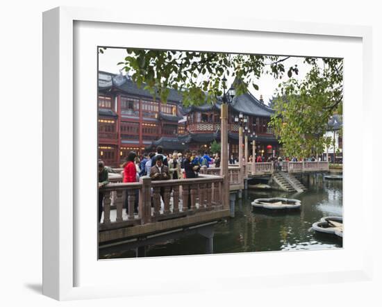 The Zigzag Bridge of Nine Turnings, Yu Yuan (Yuyuan) Bazaar, Shanghai, China, Asia-Amanda Hall-Framed Photographic Print