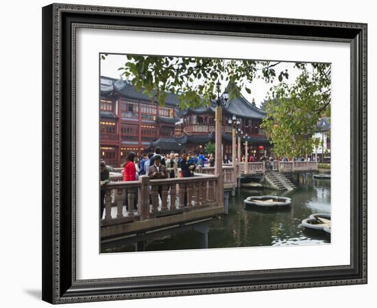 The Zigzag Bridge of Nine Turnings, Yu Yuan (Yuyuan) Bazaar, Shanghai, China, Asia-Amanda Hall-Framed Photographic Print