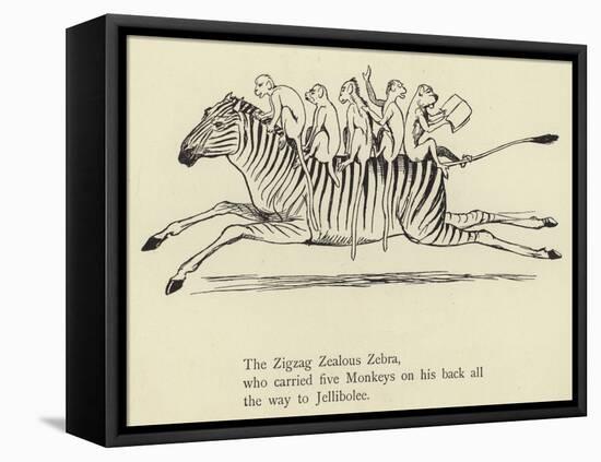 The Zigzag Zealous Zebra-Edward Lear-Framed Premier Image Canvas