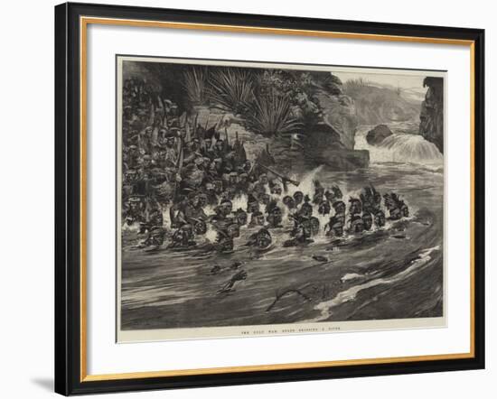The Zulu War, Zulus Crossing a River-William Heysham Overend-Framed Giclee Print