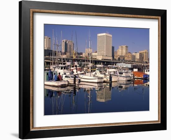 Thea Foss Waterway from the City Marina, Tacoma, Washington-Charles Crust-Framed Photographic Print