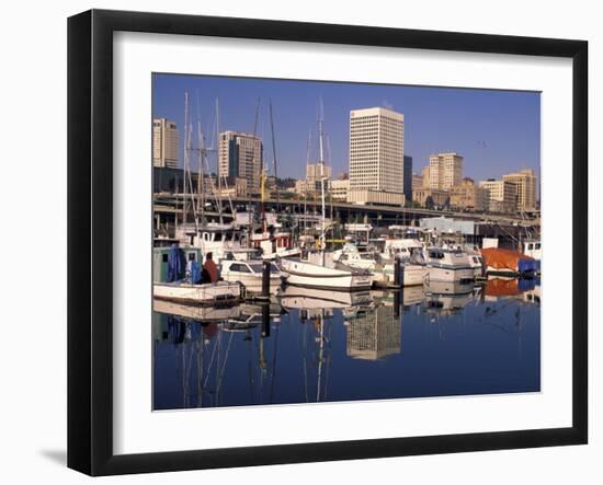 Thea Foss Waterway from the City Marina, Tacoma, Washington-Charles Crust-Framed Photographic Print