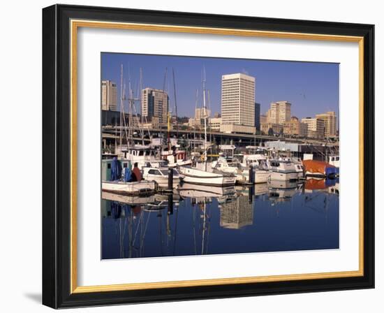 Thea Foss Waterway from the City Marina, Tacoma, Washington-Charles Crust-Framed Photographic Print