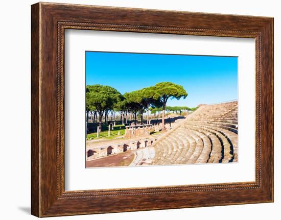 Theater, Ostia Antica archaeological site, Ostia, Rome province, Latium, Latium (Lazio), Italy-Nico Tondini-Framed Photographic Print