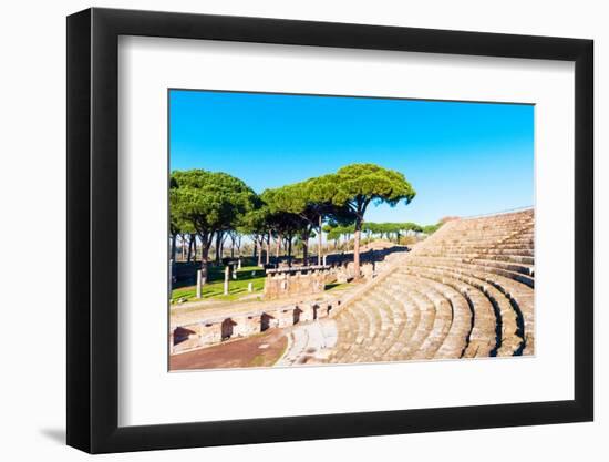 Theater, Ostia Antica archaeological site, Ostia, Rome province, Latium, Latium (Lazio), Italy-Nico Tondini-Framed Photographic Print