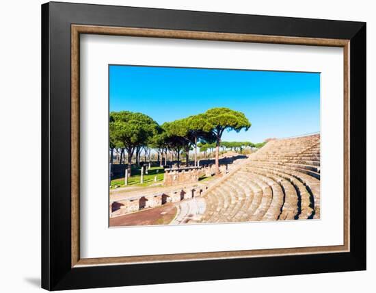 Theater, Ostia Antica archaeological site, Ostia, Rome province, Latium, Latium (Lazio), Italy-Nico Tondini-Framed Photographic Print