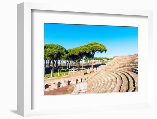 Theater, Ostia Antica archaeological site, Ostia, Rome province, Latium, Latium (Lazio), Italy-Nico Tondini-Framed Photographic Print