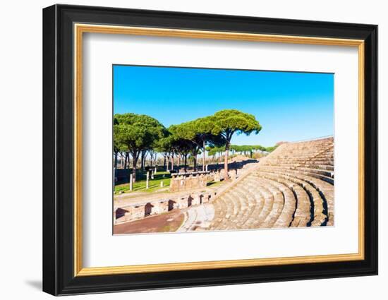 Theater, Ostia Antica archaeological site, Ostia, Rome province, Latium, Latium (Lazio), Italy-Nico Tondini-Framed Photographic Print
