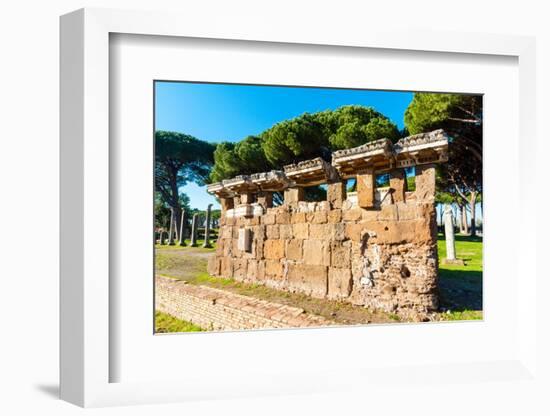 Theater, Ostia Antica archaeological site, Ostia, Rome province, Latium (Lazio), Italy, Europe-Nico Tondini-Framed Photographic Print