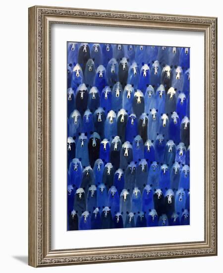 Theatre (Blue Bears at the Theatre), 2016-Holly Frean-Framed Giclee Print