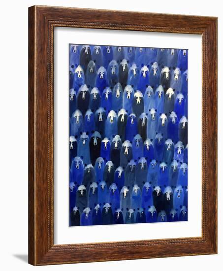 Theatre (Blue Bears at the Theatre), 2016-Holly Frean-Framed Giclee Print