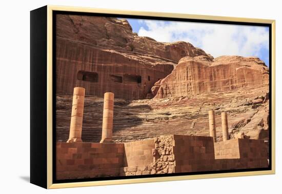 Theatre Carved into the Mountainside, with Stage Wall and Columns, Petra, Jordan, Middle East-Eleanor Scriven-Framed Premier Image Canvas