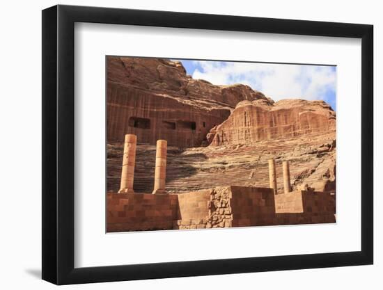 Theatre Carved into the Mountainside, with Stage Wall and Columns, Petra, Jordan, Middle East-Eleanor Scriven-Framed Photographic Print