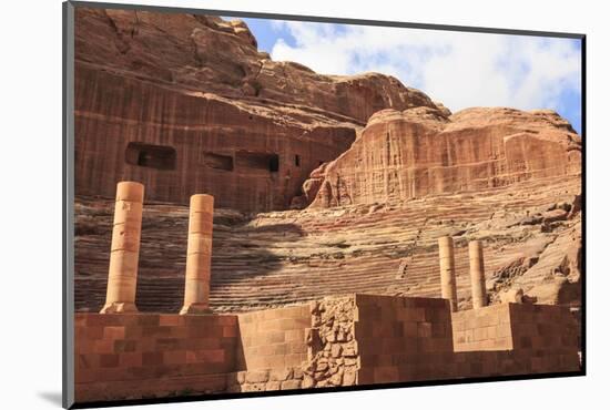 Theatre Carved into the Mountainside, with Stage Wall and Columns, Petra, Jordan, Middle East-Eleanor Scriven-Mounted Photographic Print