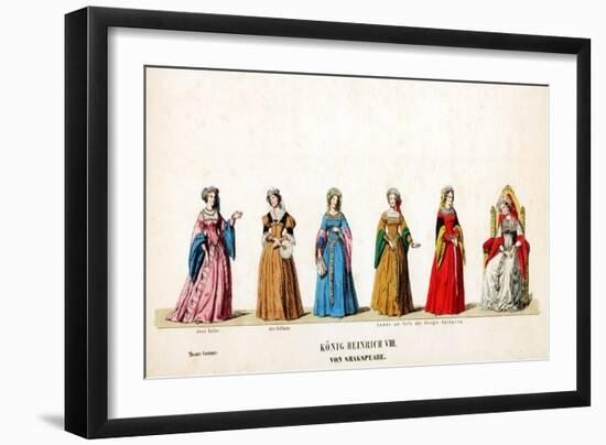 Theatre Costume Designs for Shakespeare's Play, Henry VIII, 19th Century-null-Framed Giclee Print