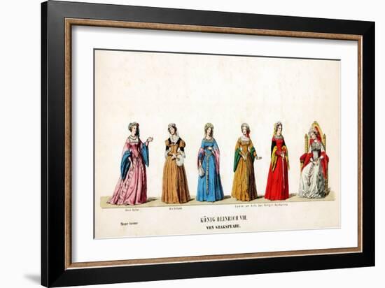Theatre Costume Designs for Shakespeare's Play, Henry VIII, 19th Century-null-Framed Giclee Print