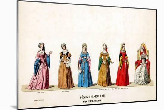 Theatre Costume Designs for Shakespeare's Play, Henry VIII, 19th Century-null-Mounted Giclee Print