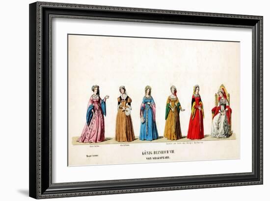 Theatre Costume Designs for Shakespeare's Play, Henry VIII, 19th Century-null-Framed Giclee Print