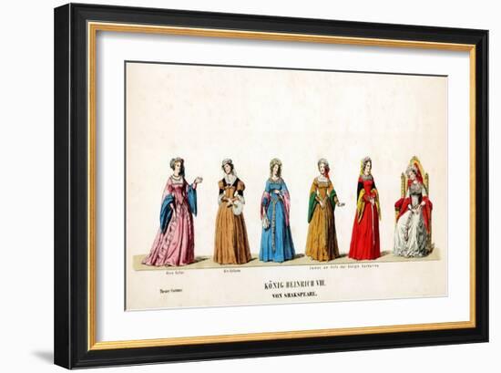 Theatre Costume Designs for Shakespeare's Play, Henry VIII, 19th Century-null-Framed Giclee Print