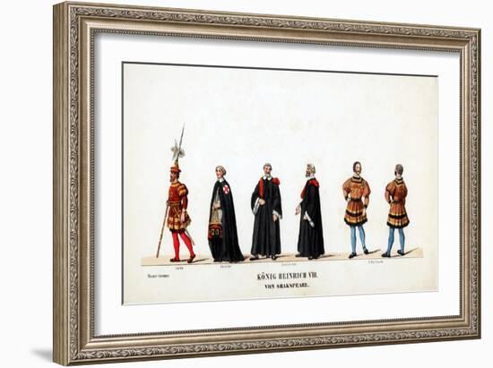 Theatre Costume Designs for Shakespeare's Play, Henry VIII, 19th Century-null-Framed Giclee Print