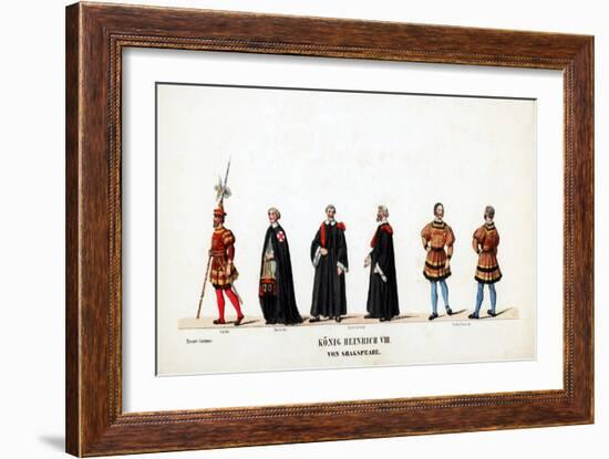 Theatre Costume Designs for Shakespeare's Play, Henry VIII, 19th Century-null-Framed Giclee Print