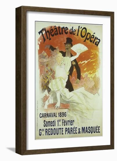 Theatre de l'Opera, Carnaval 1896, Samedi 1er Fevrier, Grande Redoute Paree and Masquee-Jules Chéret-Framed Giclee Print