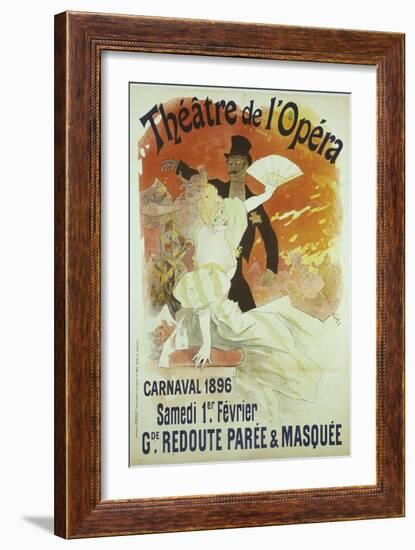 Theatre de l'Opera, Carnaval 1896, Samedi 1er Fevrier, Grande Redoute Paree and Masquee-Jules Chéret-Framed Giclee Print