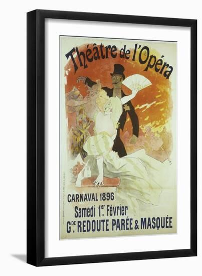 Theatre de l'Opera, Carnaval 1896, Samedi 1er Fevrier, Grande Redoute Paree and Masquee-Jules Chéret-Framed Giclee Print