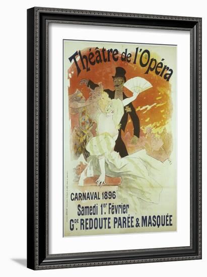 Theatre de l'Opera, Carnaval 1896, Samedi 1er Fevrier, Grande Redoute Paree and Masquee-Jules Chéret-Framed Giclee Print