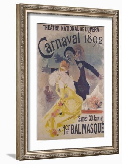 Theatre National de l'Opera, Carnaval 1892, Samedi 30 Janvier, 1er Bal Masque-Jules Chéret-Framed Giclee Print