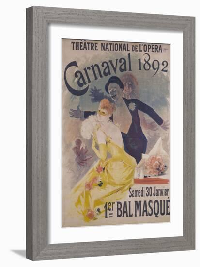 Theatre National de l'Opera, Carnaval 1892, Samedi 30 Janvier, 1er Bal Masque-Jules Chéret-Framed Giclee Print