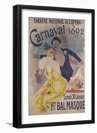 Theatre National de l'Opera, Carnaval 1892, Samedi 30 Janvier, 1er Bal Masque-Jules Chéret-Framed Giclee Print